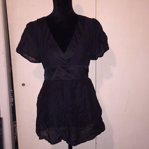 H&M sheer size 8 (M) black short sleeve top tunic